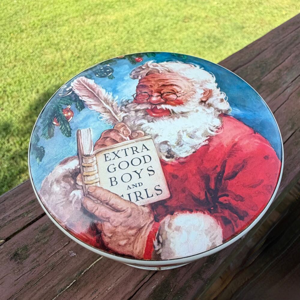 Vintage Christmas Tin Santa Claus Extra Good Boys & Girls Daher Made in England